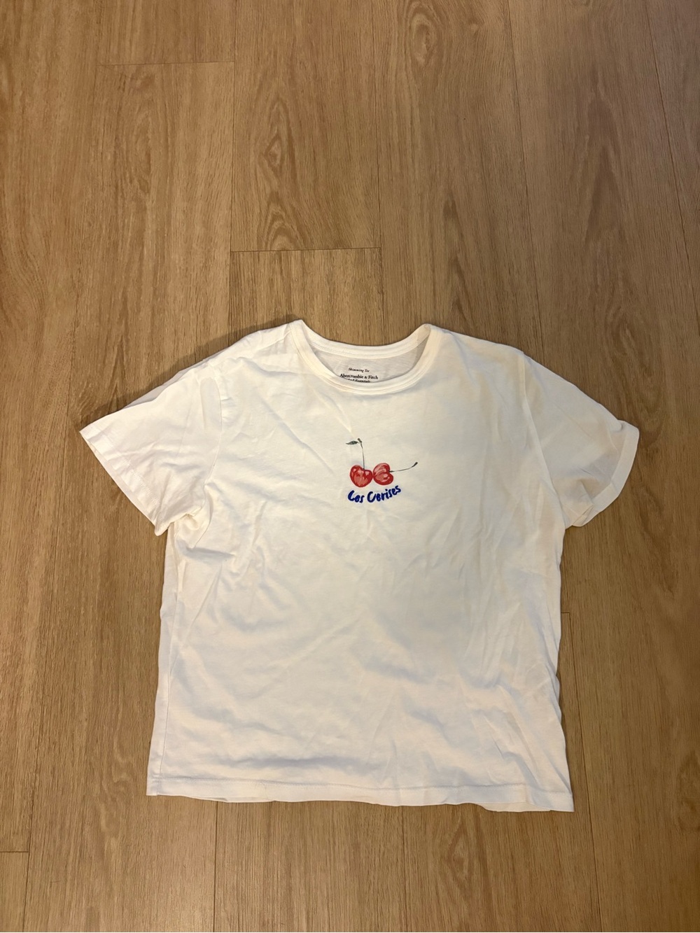 Abercrombie & Fitch White 'Les Cerises' Cherry Skimming Graphic Tee